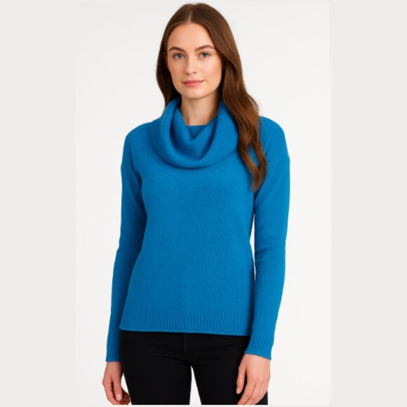 CYNTHIA ROWLEY Merino Wool Knit Turtleneck Sweater Lightweight Blue Women's XS - Picture 1 of 11